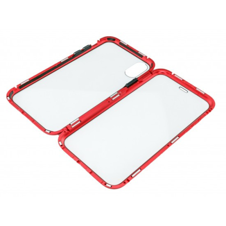Husa de protectie Magnetic 360, Folie sticla inclusa, pentru Apple iPhone X, Rosu [5]