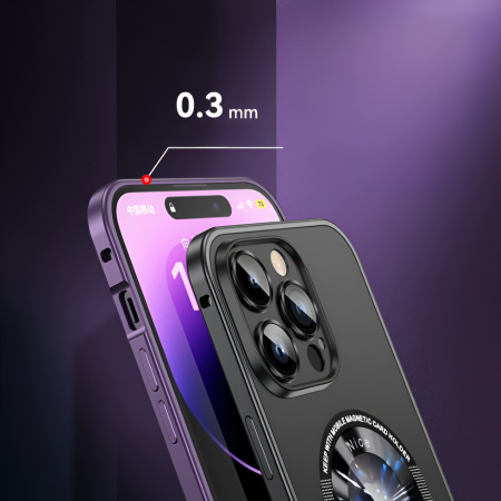 Husa de Protectie MagSafe Compatibila cu iPhone 15 Pro, , Carcasa din Metal, Incarcare Wireless, Acoperire Completa, Protectie Camera, Antisoc, Antizgariere, Antialunecare, Negru Metalizat [6]