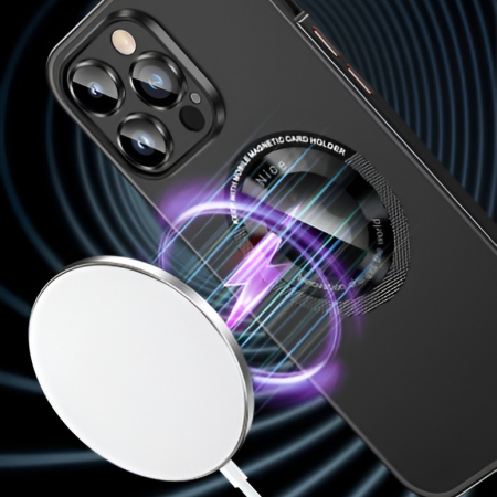 Husa de Protectie MagSafe Compatibila cu iPhone 15 Pro, , Carcasa din Metal, Incarcare Wireless, Acoperire Completa, Protectie Camera, Antisoc, Antizgariere, Antialunecare, Negru Metalizat [2]