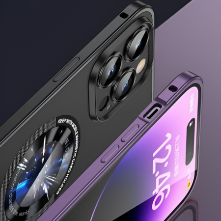 Husa de Protectie MagSafe Compatibila cu iPhone 15 Pro Max, , Carcasa din Metal, Incarcare Wireless, Acoperire Completa, Protectie Camera, Antisoc, Antizgariere, Antialunecare, Negru Metalizat [4]