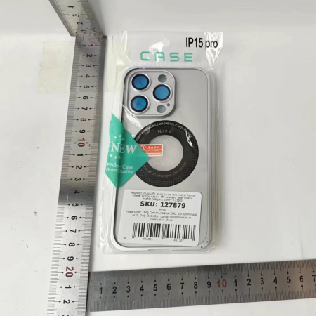 Husa de Protectie MagSafe Compatibila cu iPhone 15 Pro Max, , Carcasa din Metal, Incarcare Wireless, Acoperire Completa, Protectie Camera, Antisoc, Antizgariere, Antialunecare, Gri Metalizat [1]