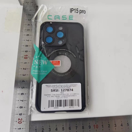 Husa de Protectie MagSafe Compatibila cu iPhone 15 Pro Max, , Carcasa din Metal, Incarcare Wireless, Acoperire Completa, Protectie Camera, Antisoc, Antizgariere, Antialunecare, Negru Metalizat [5]