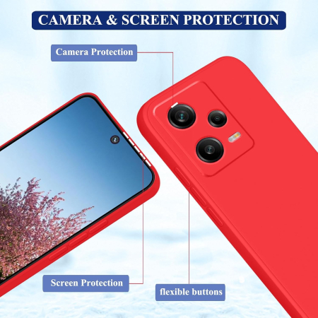 Husa de Protectie Matte TPU, , pentru Xiaomi Redmi 12 Pro, Protectie Camera, Antisoc, Antizgariere, Antialunecare, Acoperire Completa, Rosu [3]