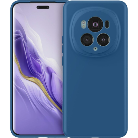 ✨TOATE PRODUSELE✨ - Husa de Protectie, , pentru Honor Magic 5 Pro, Liquid Silicone, cu Microfibra pe Interior, Protectie Antisoc, Compatibil Incarcare Wireless, Albastru