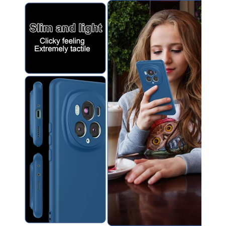 Husa de Protectie, , pentru Honor Magic 5 Pro, Liquid Silicone, cu Microfibra pe Interior, Protectie Antisoc, Compatibil Incarcare Wireless, Albastru [3]