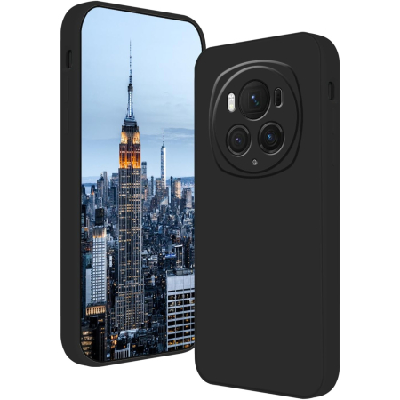 ✨TOATE PRODUSELE✨ - Husa de Protectie, , pentru Honor Magic 6 Pro, Liquid Silicone, cu Microfibra pe Interior, Protectie Antisoc, Compatibil Incarcare Wireless, Negru