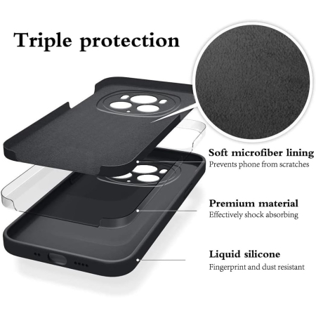 Husa de Protectie, , pentru Honor Magic 6 Pro, Liquid Silicone, cu Microfibra pe Interior, Protectie Antisoc, Compatibil Incarcare Wireless, Negru [3]