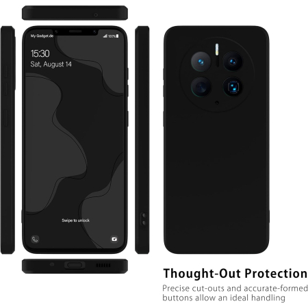 Husa de Protectie, , pentru Huawei Mate 50 Pro, Liquid Silicone, cu Microfibra pe Interior, Protectie Antisoc, Compatibil Incarcare Wireless, Negru [5]