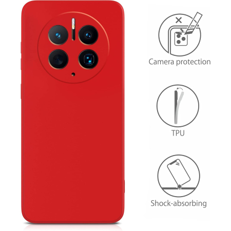 Husa de Protectie, , pentru Huawei Mate 50 Pro, Liquid Silicone, cu Microfibra pe Interior, Protectie Antisoc, Compatibil Incarcare Wireless, Rosu [2]