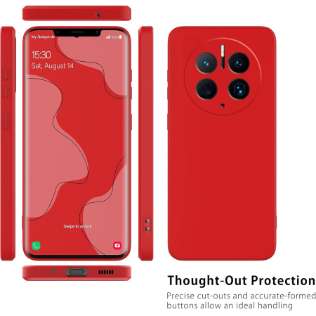 Husa de Protectie, , pentru Huawei Mate 50 Pro, Liquid Silicone, cu Microfibra pe Interior, Protectie Antisoc, Compatibil Incarcare Wireless, Rosu [4]