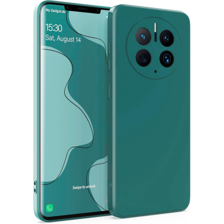 ✨TOATE PRODUSELE✨ - Husa de Protectie, , pentru Huawei Mate 50 Pro, Liquid Silicone, cu Microfibra pe Interior, Protectie Antisoc, Compatibil Incarcare Wireless, Verde