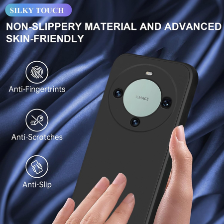 Husa de Protectie, , pentru Huawei Mate 60 Pro, Liquid Silicone, cu Microfibra pe Interior, Protectie Antisoc, Compatibil Incarcare Wireless, Negru [6]