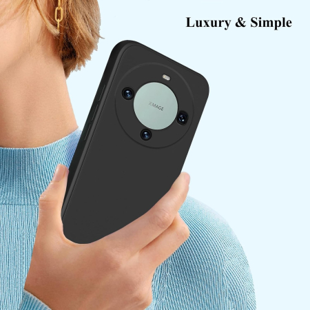 Husa de Protectie, , pentru Huawei Mate 60 Pro, Liquid Silicone, cu Microfibra pe Interior, Protectie Antisoc, Compatibil Incarcare Wireless, Negru [2]
