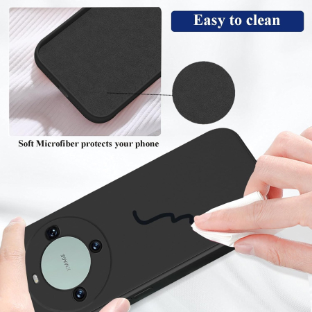 Husa de Protectie, , pentru Huawei Mate 60 Pro, Liquid Silicone, cu Microfibra pe Interior, Protectie Antisoc, Compatibil Incarcare Wireless, Negru [3]
