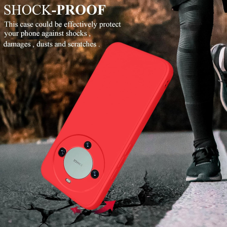 Husa de Protectie, , pentru Huawei Mate 60 Pro, Liquid Silicone, cu Microfibra pe Interior, Protectie Antisoc, Compatibil Incarcare Wireless, Rosu [4]