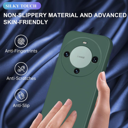 Husa de Protectie, , pentru Huawei Mate 60 Pro, Liquid Silicone, cu Microfibra pe Interior, Protectie Antisoc, Compatibil Incarcare Wireless, Verde [6]
