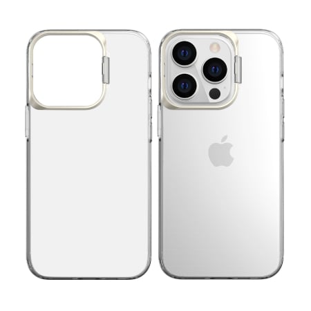✨TOATE PRODUSELE✨ - Husa de protectie pentru iPhone 14 Plus, cu suport metalic pentru camera, Bracket Series, , Protectie Antisoc, PC mat, silicon moale pe margini, Transparent
