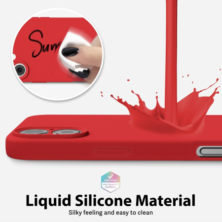 Husa de Protectie, , pentru iPhone 16, Liquid Silicone, cu Microfibra pe Interior, Protectie Antisoc, Compatibil Incarcare Wireless, Rosu [5]