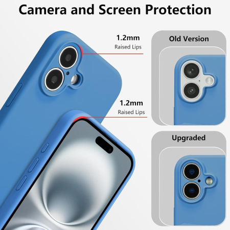 Husa de Protectie, , pentru iPhone 16 Plus, Liquid Silicone, cu Microfibra pe Interior, Protectie Antisoc, Compatibil Incarcare Wireless, Albastru [3]