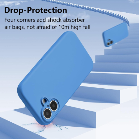 Husa de Protectie, , pentru iPhone 16 Plus, Liquid Silicone, cu Microfibra pe Interior, Protectie Antisoc, Compatibil Incarcare Wireless, Albastru [2]