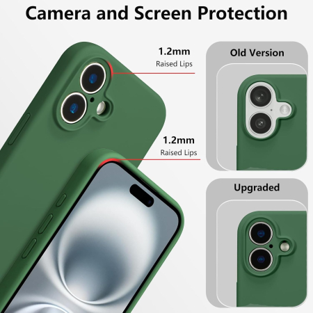 Husa de Protectie, , pentru iPhone 16 Plus, Liquid Silicone, cu Microfibra pe Interior, Protectie Antisoc, Compatibil Incarcare Wireless, Verde [3]
