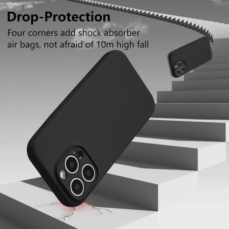 Husa de Protectie, , pentru iPhone 16 Pro, Liquid Silicone, cu Microfibra pe Interior, Protectie Antisoc, Compatibil Incarcare Wireless, Negru [2]