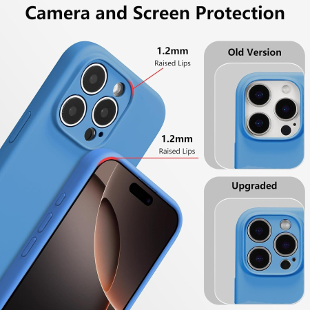 Husa de Protectie, , pentru iPhone 16 Pro Max, Liquid Silicone, cu Microfibra pe Interior, Protectie Antisoc, Compatibil Incarcare Wireless, Albastru [3]