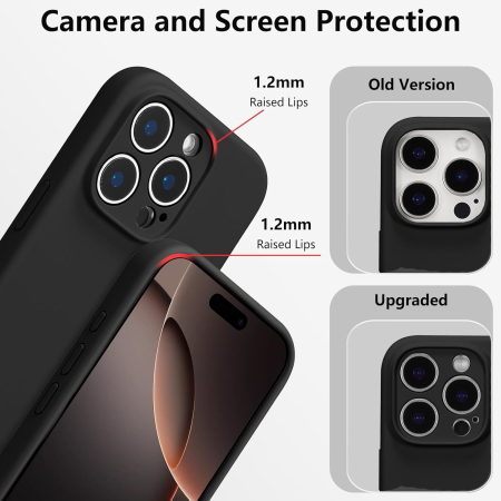 Husa de Protectie, , pentru iPhone 16 Pro Max, Liquid Silicone, cu Microfibra pe Interior, Protectie Antisoc, Compatibil Incarcare Wireless, Negru [3]