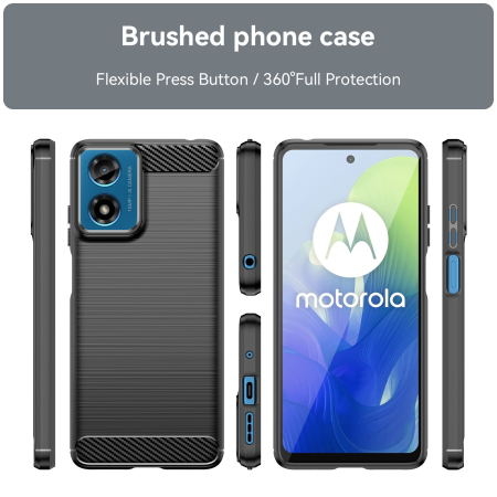 Husa de Protectie pentru Motorola Moto G04 5G / Moto G24 5G, , Protectie 360, din TPU cu element de Carbon, Anti Alunecare, 1.8 mm, Negru [7]