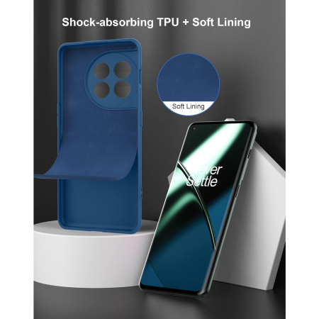 Husa de Protectie, , pentru OnePlus 11 5G, Liquid Silicone, cu Microfibra pe Interior, Protectie Antisoc, Compatibil Incarcare Wireless, Albastru [4]