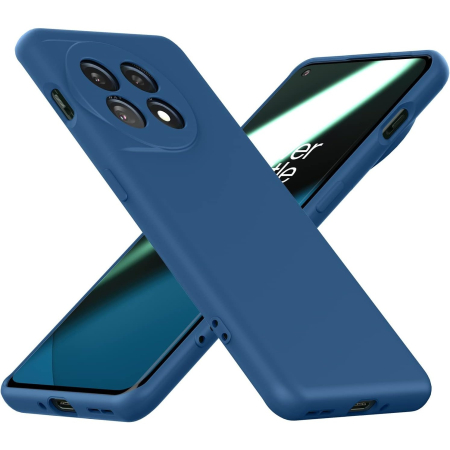 Husa de Protectie, , pentru OnePlus 11 5G, Liquid Silicone, cu Microfibra pe Interior, Protectie Antisoc, Compatibil Incarcare Wireless, Albastru [1]