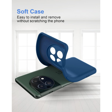 Husa de Protectie, , pentru OnePlus 11 5G, Liquid Silicone, cu Microfibra pe Interior, Protectie Antisoc, Compatibil Incarcare Wireless, Albastru [3]