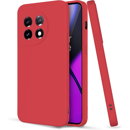 ✨TOATE PRODUSELE✨ - Husa de Protectie, , pentru OnePlus 11 5G, Liquid Silicone, cu Microfibra pe Interior, Protectie Antisoc, Compatibil Incarcare Wireless, Rosu