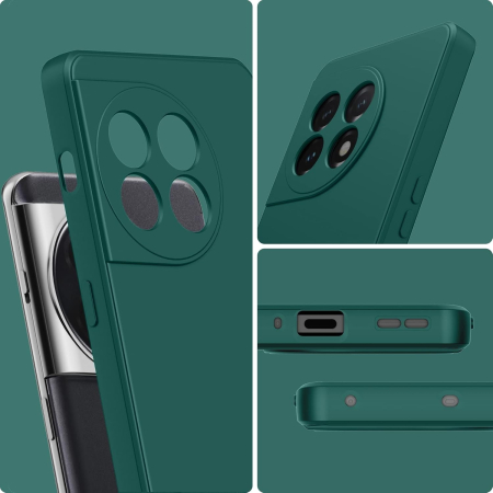 Husa de Protectie, , pentru OnePlus 11 5G, Liquid Silicone, cu Microfibra pe Interior, Protectie Antisoc, Compatibil Incarcare Wireless, Verde [1]