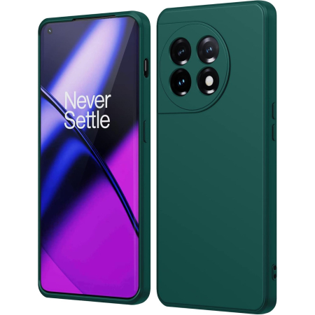 ✨TOATE PRODUSELE✨ - Husa de Protectie, , pentru OnePlus 11 5G, Liquid Silicone, cu Microfibra pe Interior, Protectie Antisoc, Compatibil Incarcare Wireless, Verde