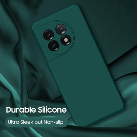 Husa de Protectie, , pentru OnePlus 11 5G, Liquid Silicone, cu Microfibra pe Interior, Protectie Antisoc, Compatibil Incarcare Wireless, Verde [3]