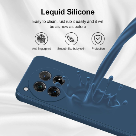 Husa de Protectie, , pentru OnePlus 12 5G, Liquid Silicone, cu Microfibra pe Interior, Protectie Antisoc, Compatibil Incarcare Wireless, Albastru [4]