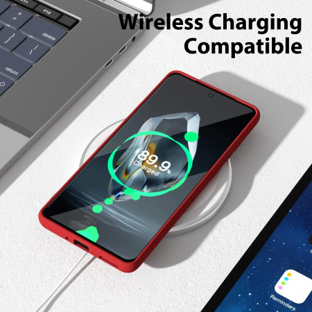 Husa de Protectie, , pentru OnePlus 12 5G, Liquid Silicone, cu Microfibra pe Interior, Protectie Antisoc, Compatibil Incarcare Wireless, Rosu [1]