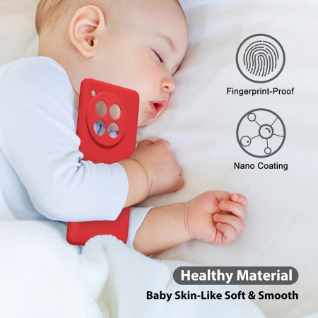 Husa de Protectie, , pentru OnePlus 12 5G, Liquid Silicone, cu Microfibra pe Interior, Protectie Antisoc, Compatibil Incarcare Wireless, Rosu [2]