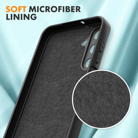 Husa de Protectie, , pentru Samsung Galaxy A15, Liquid Silicone, cu Microfibra pe Interior, Protectie Antisoc, Compatibil Incarcare Wireless, Negru [4]