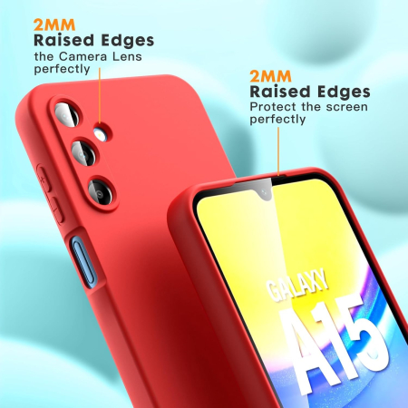 Husa de Protectie, , pentru Samsung Galaxy A15, Liquid Silicone, cu Microfibra pe Interior, Protectie Antisoc, Compatibil Incarcare Wireless, Rosu [5]