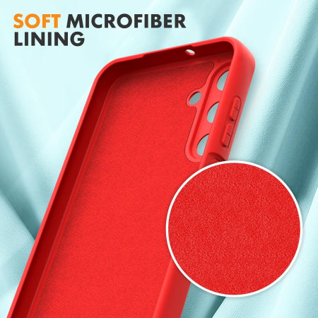 Husa de Protectie, , pentru Samsung Galaxy A15, Liquid Silicone, cu Microfibra pe Interior, Protectie Antisoc, Compatibil Incarcare Wireless, Rosu [4]