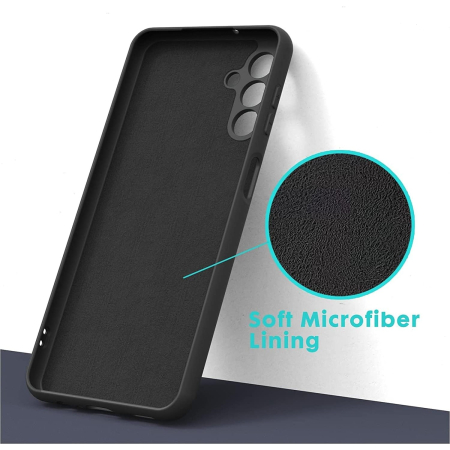 Husa de Protectie, , pentru Samsung Galaxy A35, Liquid Silicone, cu Microfibra pe Interior, Protectie Antisoc, Compatibil Incarcare Wireless, Negru [4]