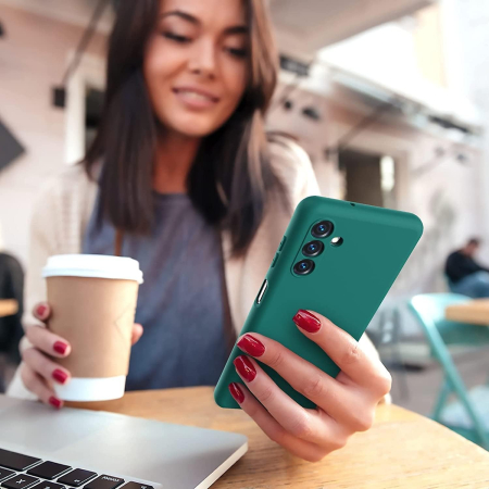 Husa de Protectie, , pentru Samsung Galaxy A55, Liquid Silicone, cu Microfibra pe Interior, Protectie Antisoc, Compatibil Incarcare Wireless, Verde [1]