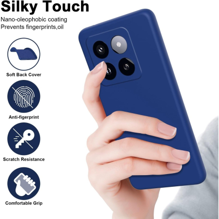 Husa de Protectie, , pentru Xiaomi 14, Liquid Silicone, cu Microfibra pe Interior, Protectie Antisoc, Compatibil Incarcare Wireless, Albastru [3]