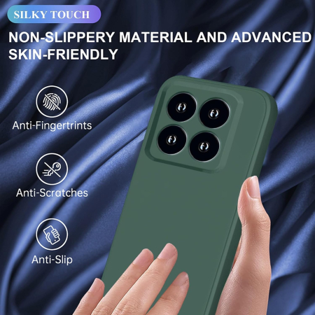Husa de Protectie, , pentru Xiaomi 14, Liquid Silicone, cu Microfibra pe Interior, Protectie Antisoc, Compatibil Incarcare Wireless, Verde [6]
