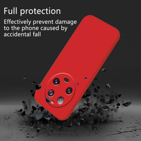 Husa de Protectie, , pentru Xiaomi 14 Ultra, Liquid Silicone, cu Microfibra pe Interior, Protectie Antisoc, Compatibil Incarcare Wireless, Rosu [3]