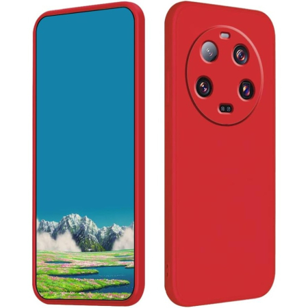 ✨TOATE PRODUSELE✨ - Husa de Protectie, , pentru Xiaomi 14 Ultra, Liquid Silicone, cu Microfibra pe Interior, Protectie Antisoc, Compatibil Incarcare Wireless, Rosu