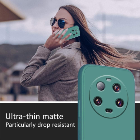Husa de Protectie, , pentru Xiaomi 14 Ultra, Liquid Silicone, cu Microfibra pe Interior, Protectie Antisoc, Compatibil Incarcare Wireless, Verde [5]