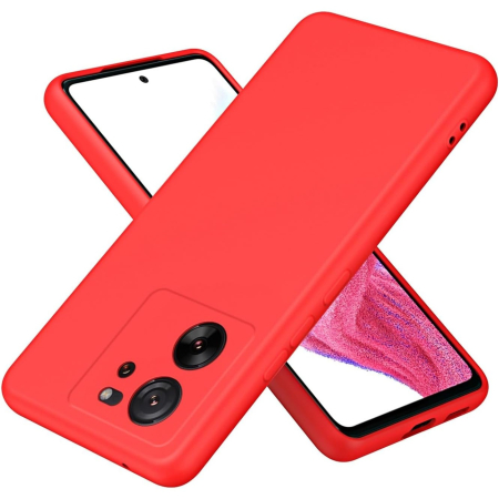 ✨TOATE PRODUSELE✨ - Husa de Protectie, , pentru Xiaomi Redmi 13T, Liquid Silicone, cu Microfibra pe Interior, Protectie Antisoc, Compatibil Incarcare Wireless, Rosu